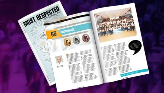 Microimage HCM recognised by LMD among 'Most Respected Entities' in Sri Lanka 2016