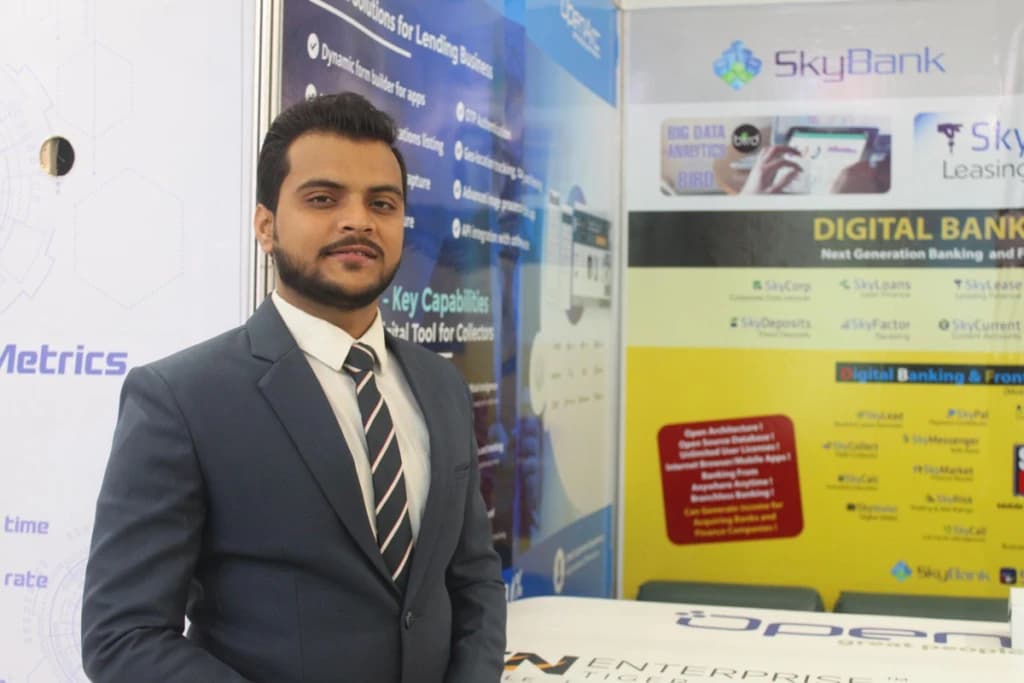 MiHCM employee at an industry event