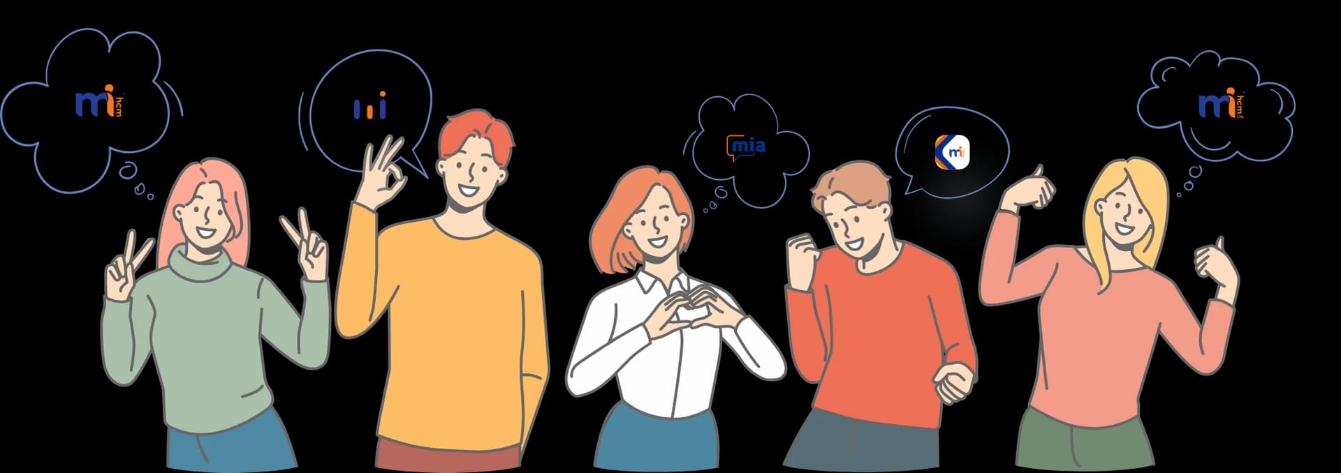 Illustration of people sharing ideas about HR and technology