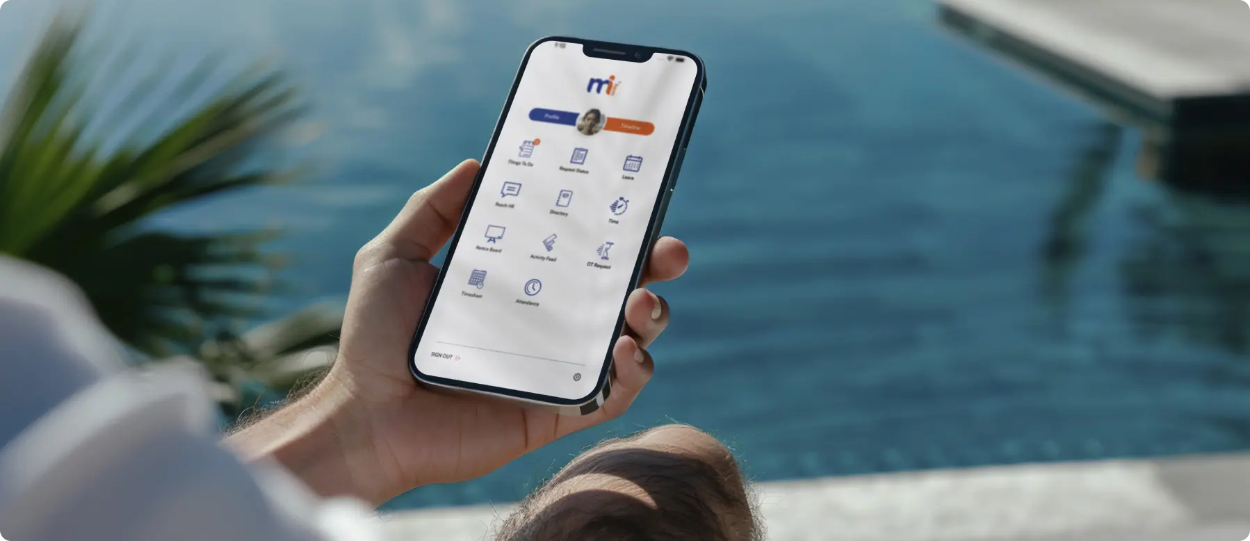 MiHCM app dashboard used across Teardrop Hotels properties