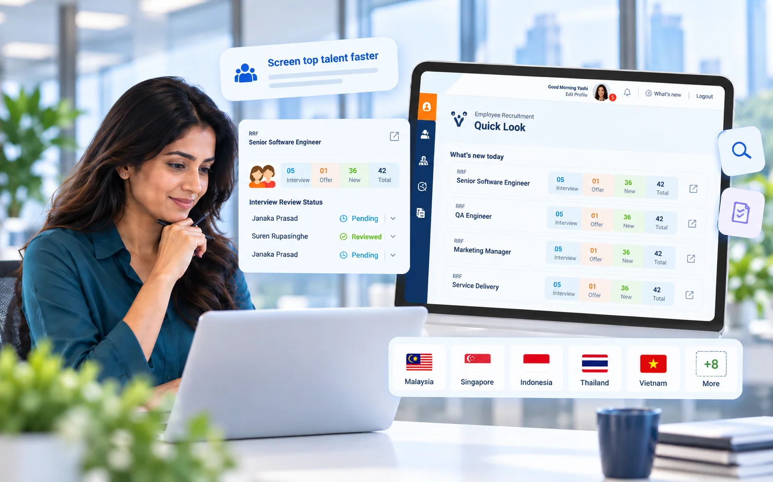 Recruiter reviewing SmartAssist candidate screening and hiring results