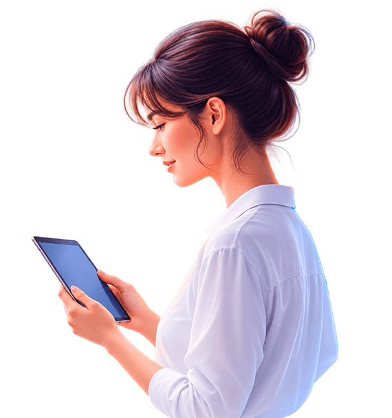 HR leader reviewing MiHCM on a tablet