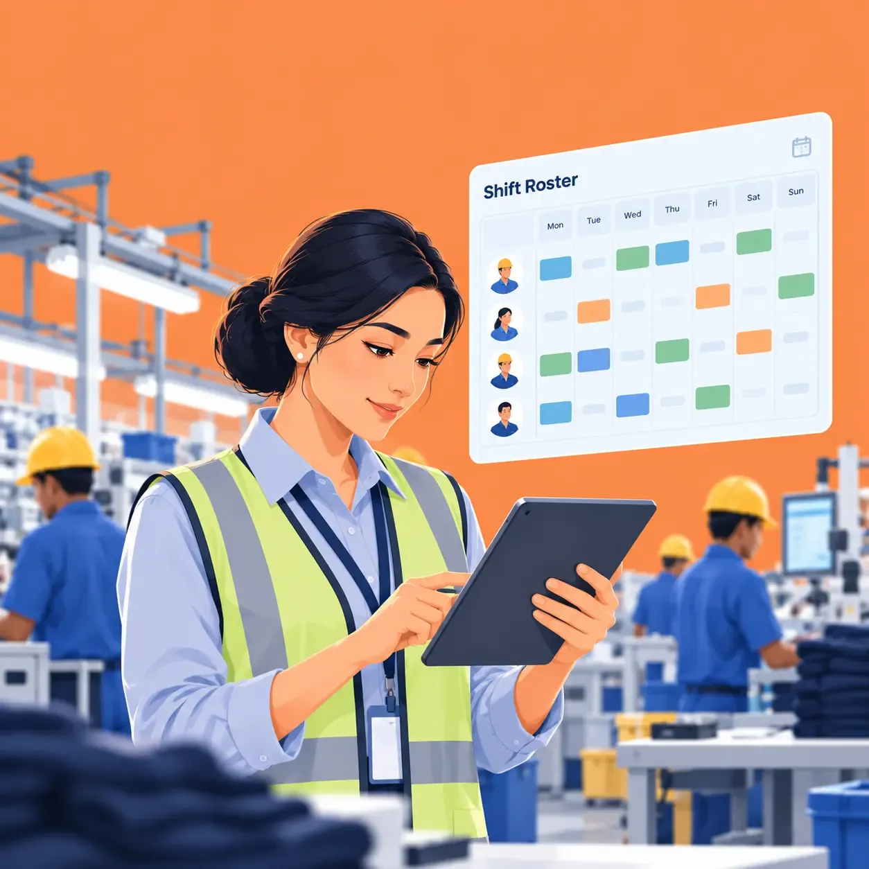 Factory Supervisor Managing Shift Roster