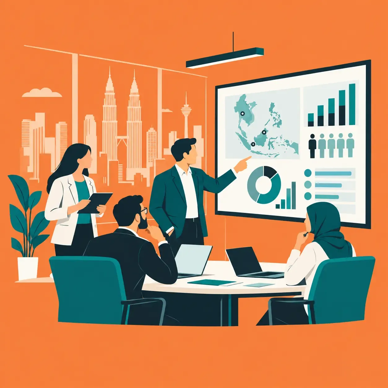 Leadership team in Kuala Lumpur planning expatriate headcount
